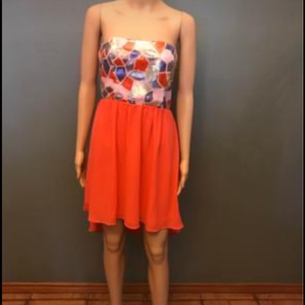 New Pink Owl Strapless Dress Size M